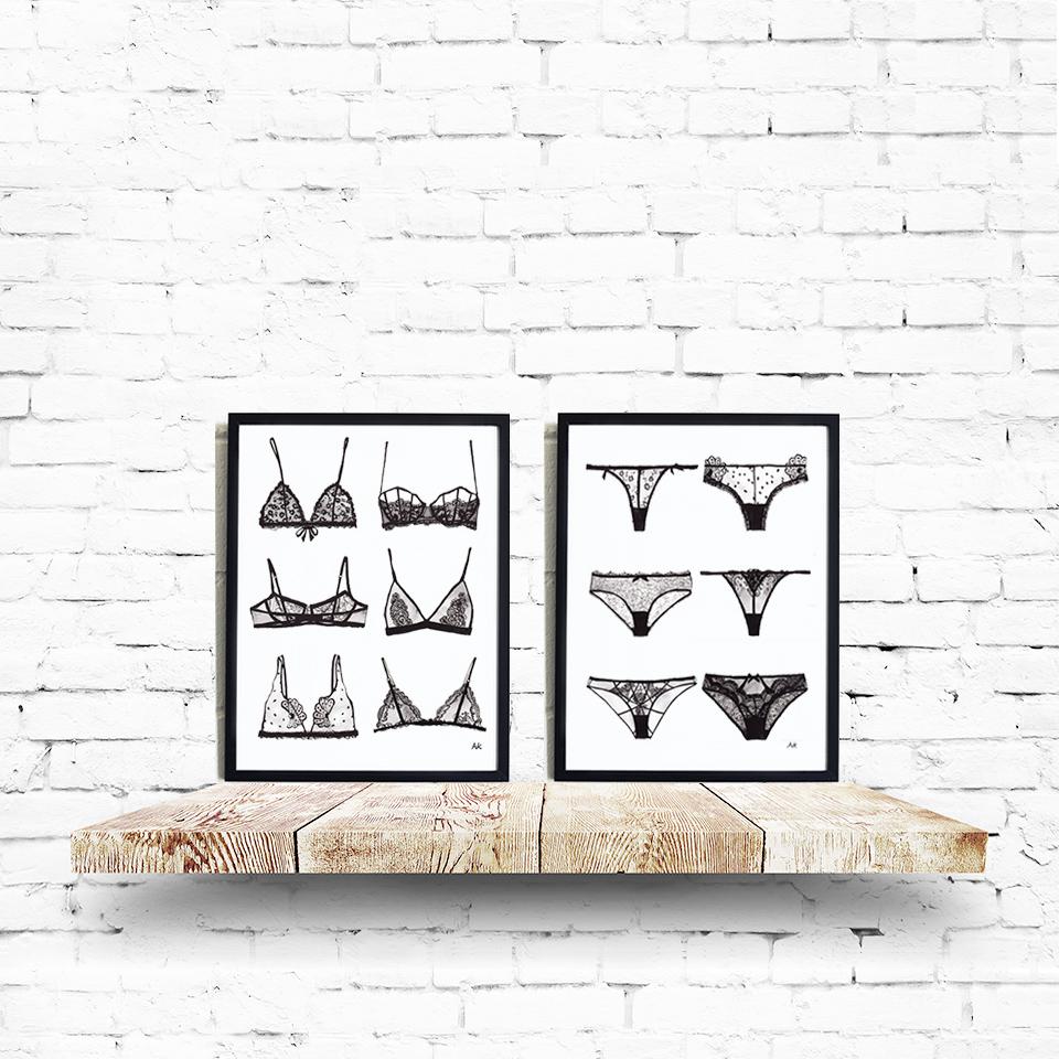 Lingerie Bra & Panty Print Set