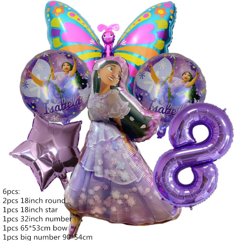 Disney Encanto Mirabel Isabella Party Balloons Set 32inch Purple Number Foil Balloons For Kids 1 2 3th Birthday Decor Air Globos