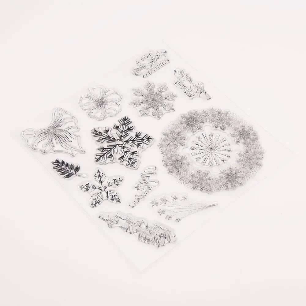 Snowflake Christmas Metal Cutting Dies and Clear Stamps for DIY Scrapbooking Crafts Card Making Photo Album Sheet Decoration