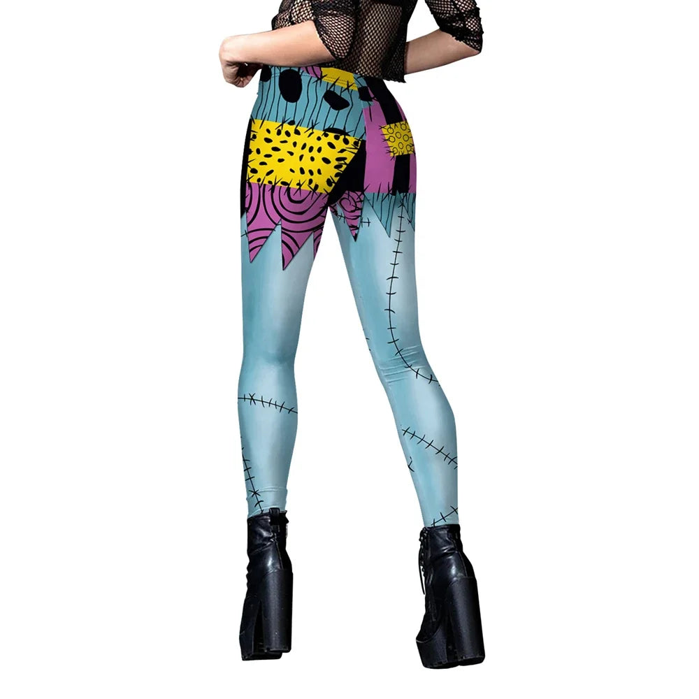 Party Adult Woman Disguise Sally Dress Leggings Cosplay Movie Scary Gothic Jumpsuit Role Play Carnival Halloween Costumes
