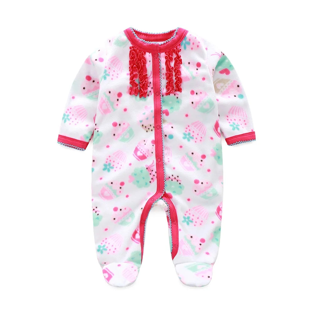 Fleece Baby One-Piece Romper With Footies bodysuits newborn sleepwear girl jumpsuit boy pajamas overalls cotton clothes