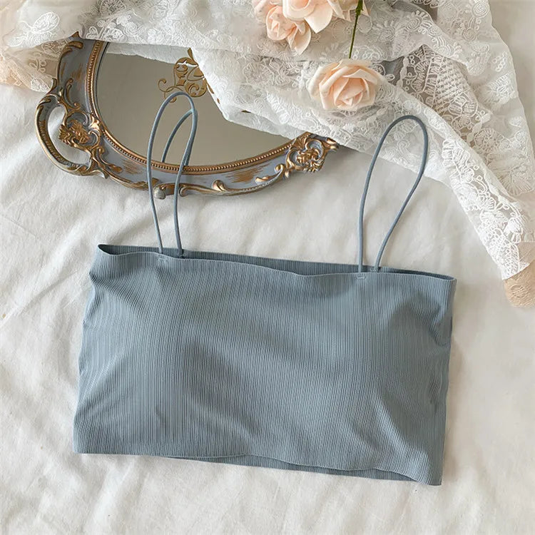 Tube Top Bras For Women Strapless Sexy Seamless Underwear Summer Crop Tops Sexy Lingerie Ice Silk Bandeau Bra Removable Pads