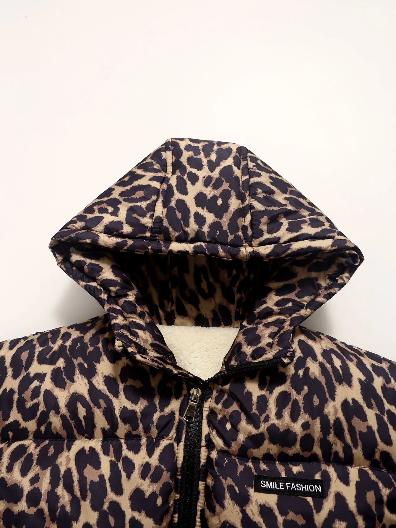 New autumn and winter fleece thickened wool lining cloth leopard print cloth for boys and girls cute baby hooded cotton clothes