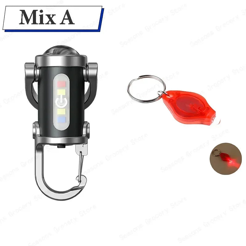 1PC Mini Torch - EDC Flashlight with 180° Rotating Head, Magnetic Tail & Rechargeable Mini Torch Key Fob Gift for Father