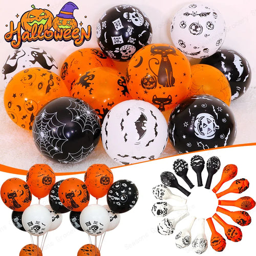 12 Inch Halloween Pumpkin Latex Balloons With Light LED Glow In The Dark Pumpkin Ghost Balloons Halloween Party Decorations