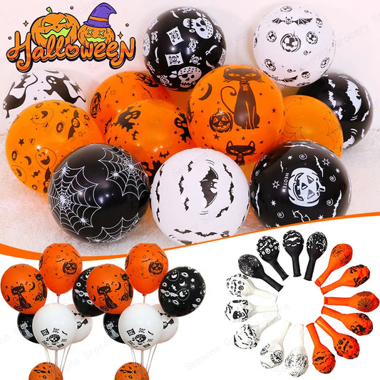 12 Inch Halloween Pumpkin Latex Balloons With Light LED Glow In The Dark Pumpkin Ghost Balloons Halloween Party Decorations