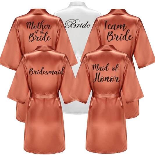 New Caramel Bathrobe Bride Satin Robe Women Getting Married Bride Hen Party Sisters Sqaud Mother Wedding Bridesmaid Robes