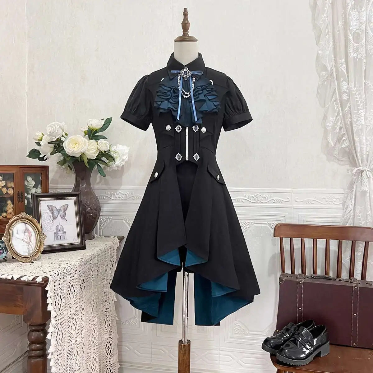 New Fiesta Carnival Halloween Cos Cosplay Deep Joy Dark Tune Prince Series Lolita Coat Dress Shorts Suit Tops Bow Tie
