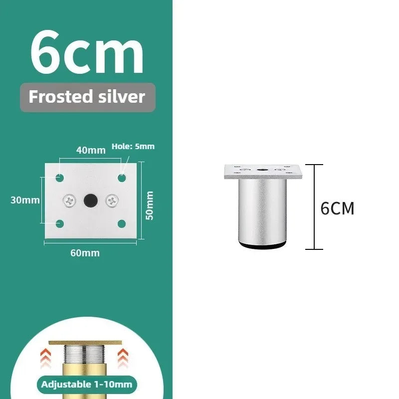 4pcs 6-30cm Aluminum Alloy Furniture Legs Metal Adjustable Legs, for Cabinet Table Legs Sofa Feet Furniture Replacement Foot