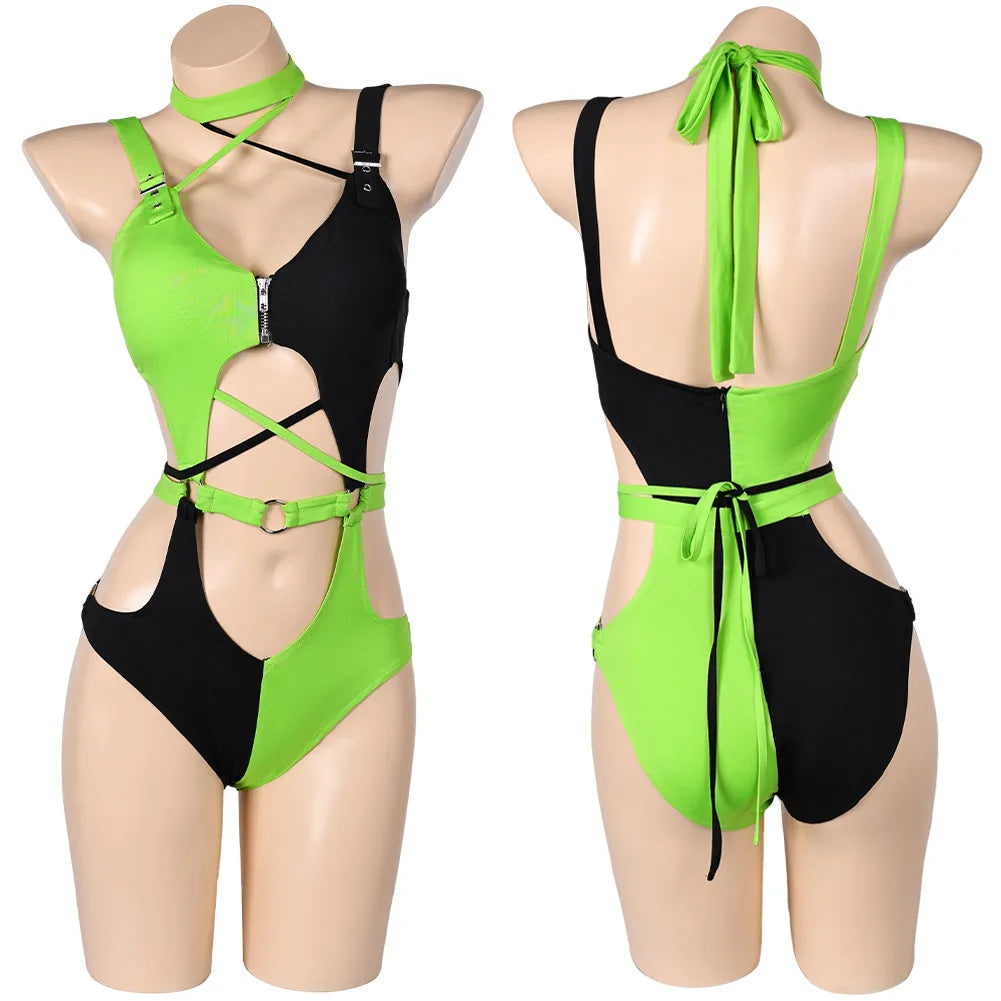 Shego Cosplay Women Lingerie Costume Cartoon Kim Underwear  Summer Swimsuits Swimwear Girls Adult Women Roleplay Fantasia Suits