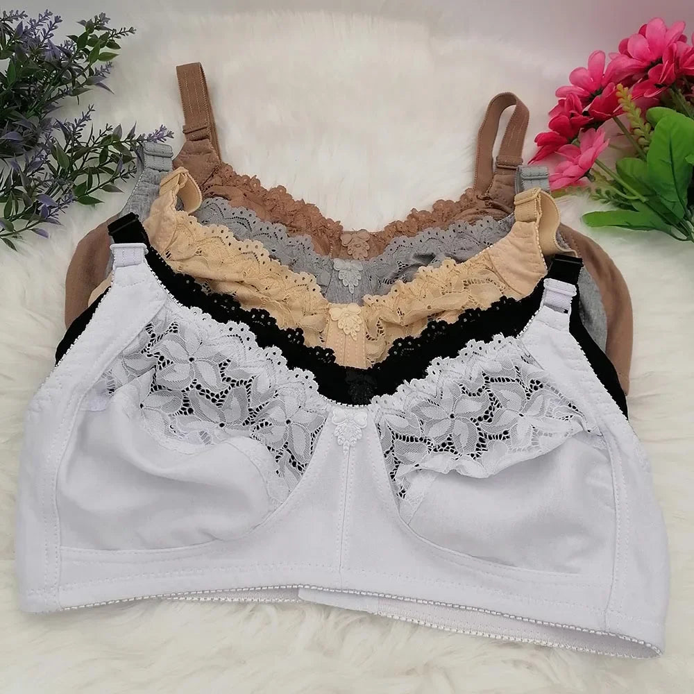Hollow out lace sexy bra Comfortable Cotton Bras For Women Wireless Bra Plus Size Unlined Breathable Underwear Soft Lingerie C31