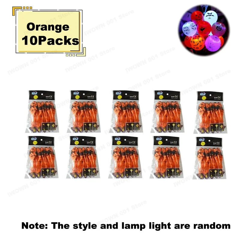 12 Inch Halloween Pumpkin Latex Balloons With Light LED Glow In The Dark Pumpkin Ghost Balloons Halloween Party Decorations