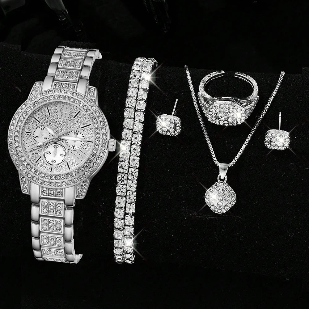 Surprise Random Women's Watch set Blind box Quartz Watch Bracelet Necklace Ring Earring set Suitable for Daily Clothing Matching