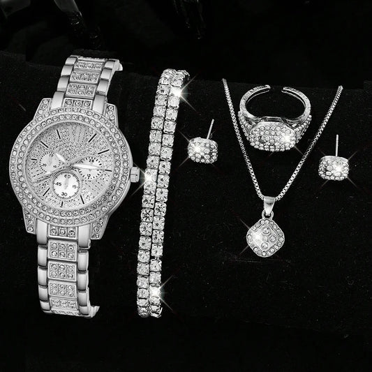 Surprise Random Women's Watch set Blind box Quartz Watch Bracelet Necklace Ring Earring set Suitable for Daily Clothing Matching