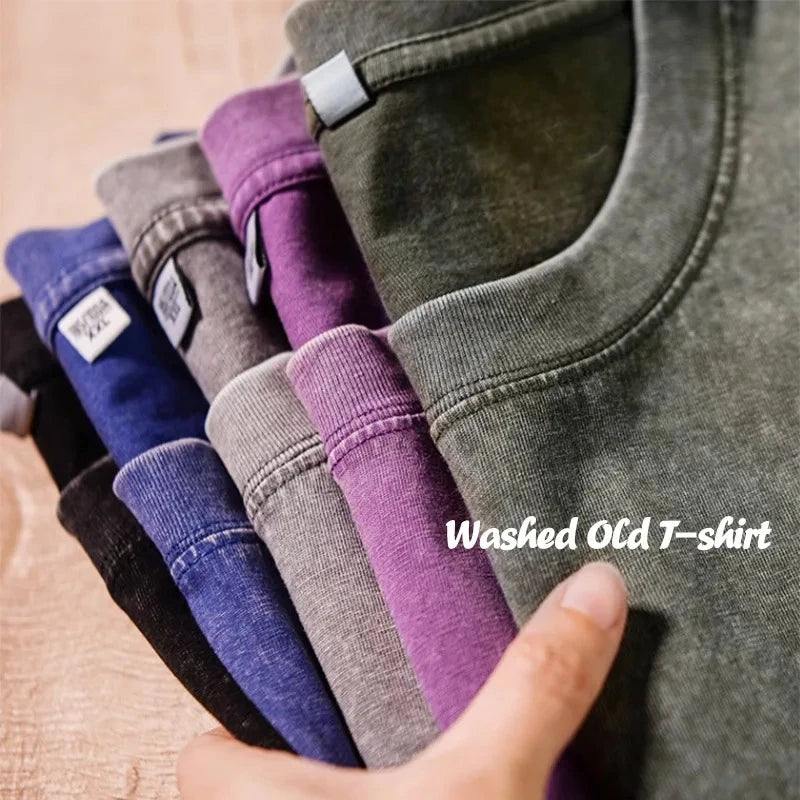 Quality Oversized Acid Washed Y2K T Shirt men Vintage T-shirts Streetwear Mineral Wash Tee Shirts boy Loose Luxury Brand Tops