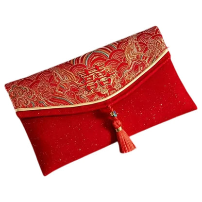 Chinese Style New Year Red Envelope Traditional Brocade Wedding Money Pocket Blessing Magnetic Buckle Red Packet Party Gifts