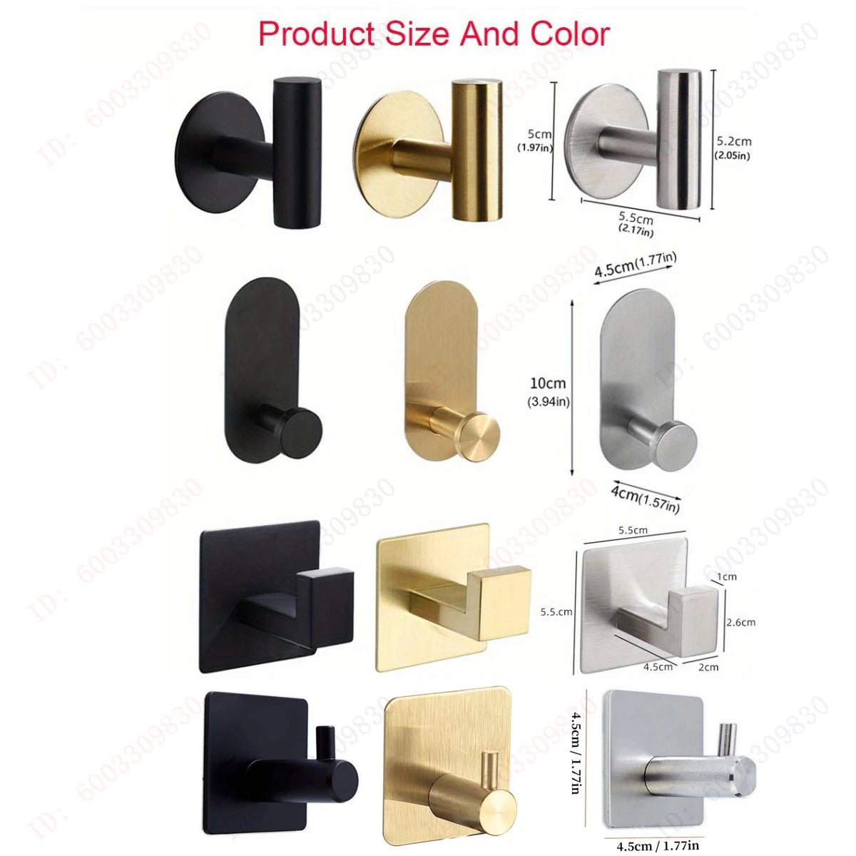 6/3PCS Strong Adhesive Wall Hooks,Self-adhesive Hooks,Towels Hanger Hook,Coat Hanging Rack,Key Holder,Bathroom Accessories