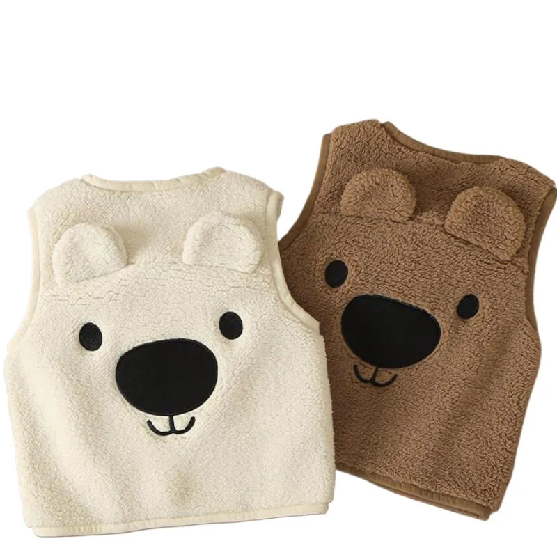 Autumn Winter Kid Vest Fur Baby Girl Boy Clothes Coat Jacket Sleeveless Bear Warm Fleece Vests Children Snow Outfit Waistcoat