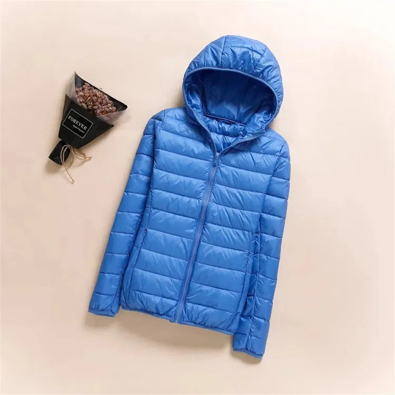 New Women Thin Down Jacket White Duck Down Ultralight Jackets Autumn Winter Puffer Jacket Warm Coats Portable Female Outwear