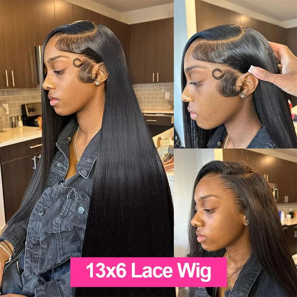 180 Density 13x6 HD Bone Straight Lace Front Wigs Human Hair 30 40Inch 13x4 Transparent Lace Frontal Human Hair Wigs For Women
