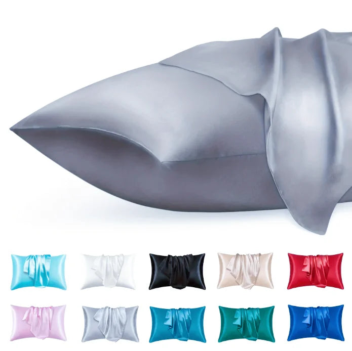2pcs Luxury Satin Envelope Pillowcase  Solid Color, Silk Like High-End Nighttime Hair Protection, Woven Fabric, Active Printing