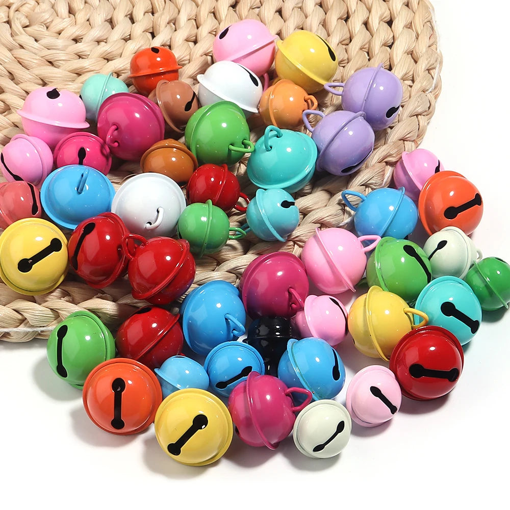 30pcs/lot 14/17/22mm Mix Color Metal Jingle Bells Loose Beads Festival Party Christmas Decoration DIY Crafts Jewelry Accessories