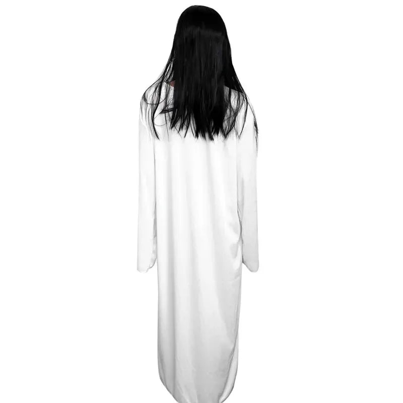 A2025 New Bride Dress Zombie Suit Scary Sadako Costume White Womens Ghost Halloween C ★ HAxiba.