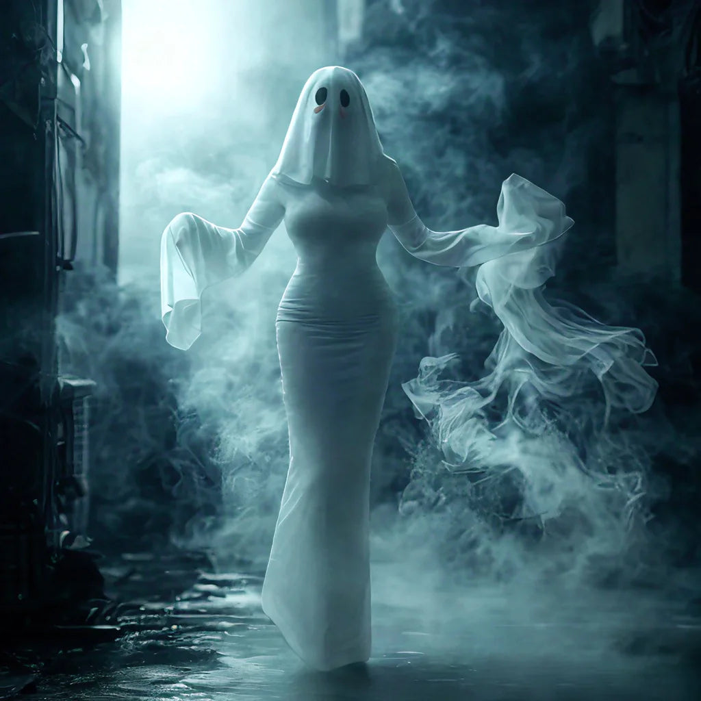 Halloween Anime Ghost Dress Bride White Sexy Dress Mask Party Tight Fishtail Skirt Women Cosplay Costume