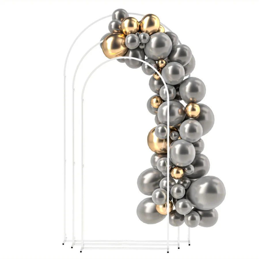 Metal Arch Backdrop Stand Set of 3 7 6.5 6 ft Wedding Arch Frame Balloon Backdrop Arch Stand Set for Birthday Party Bridal Sho