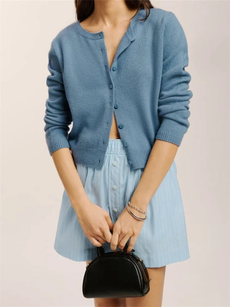 CHRONSTYLE Women Fashion Cardigans Solid Color Long Sleeve Sweaters Button-Down Fall Casual Knitted Coats Streetwear 2024 Jumper