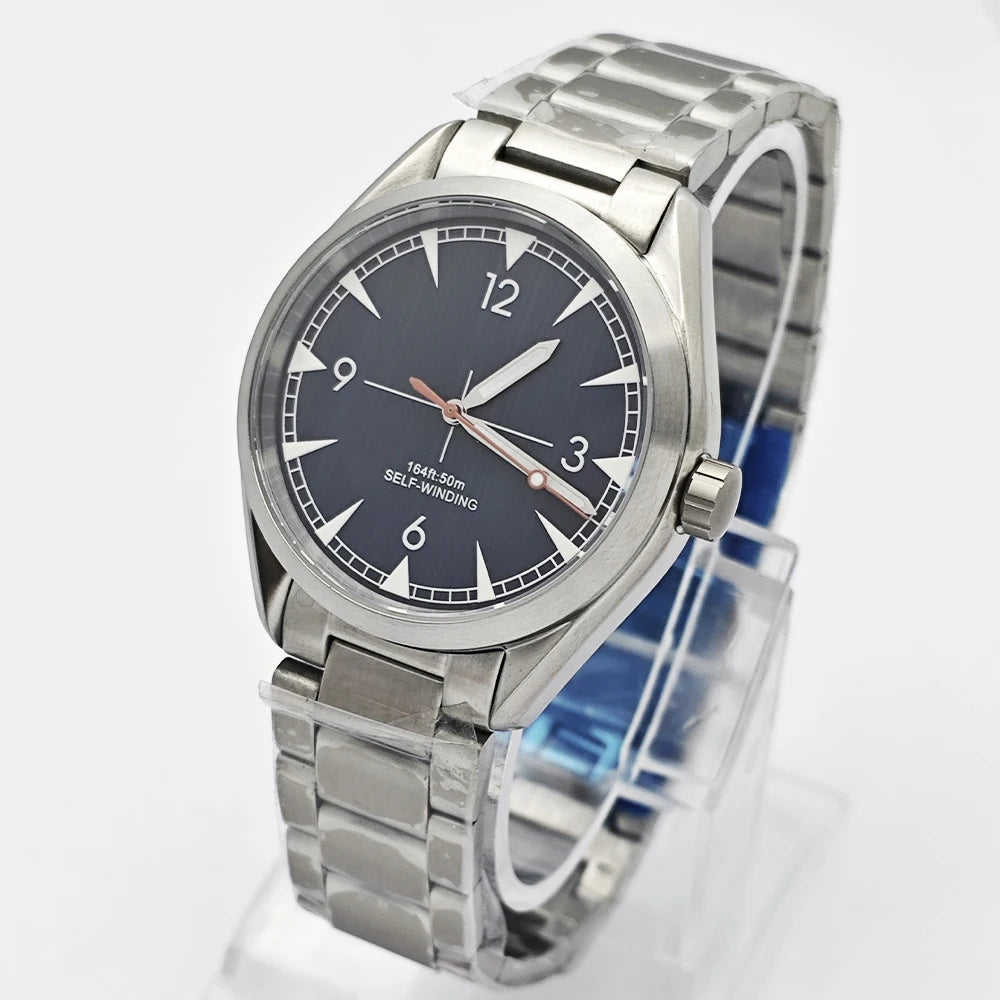 Customized DIY LOGO Watch 41mm Silver Stainless Steel Sapphire Crystal Watch Case NH35 Miyota 8215 Automatic Movement Watch