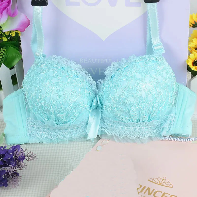 Girl Cheap Bra Sexy Lingerie Wire Free Bras For Women Underwear Lace Breathable Bralette Adjusted 3/4 Cup Push Up Female Bra