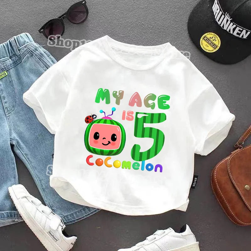 Cocomelons Kids T-shirts Boys Girls Baby Shower T-shirt Children Summer Cotton Clothes Cartoon Anime Pattern Tee Birthday Gifts