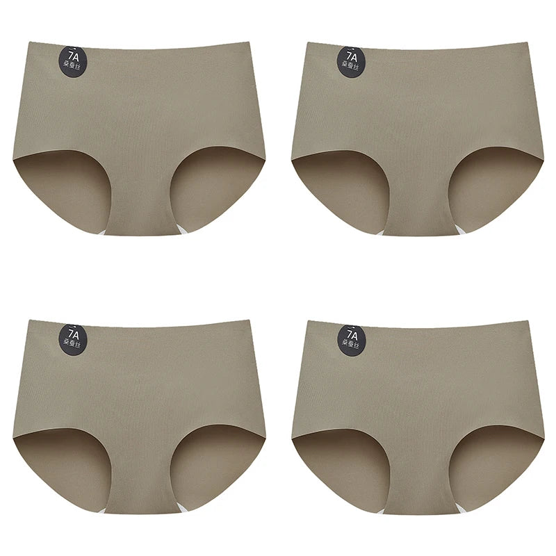 FalllSweet 4PCS Seamless Panties for Woman Ice Silk Underwear Soft Thin Briefs Women's Underpants Fashion Sexy Female Lingerie
