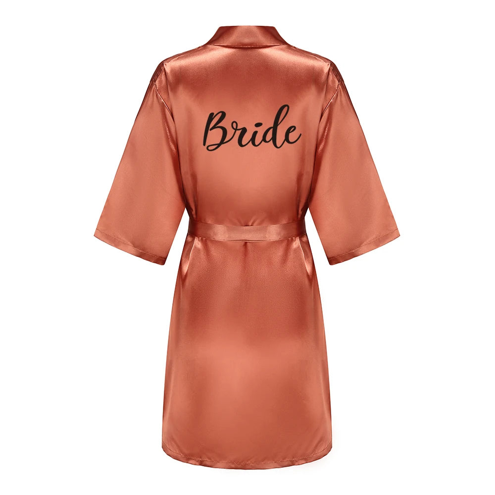 New Caramel Bathrobe Bride Satin Robe Women Getting Married Bride Hen Party Sisters Sqaud Mother Wedding Bridesmaid Robes