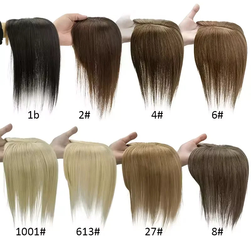 Clip in Women Human Hair Wigs Silk Base Human Hair Toppers Brazilian Human Hairpiece Blonde Hair Toupee Natural Hair System