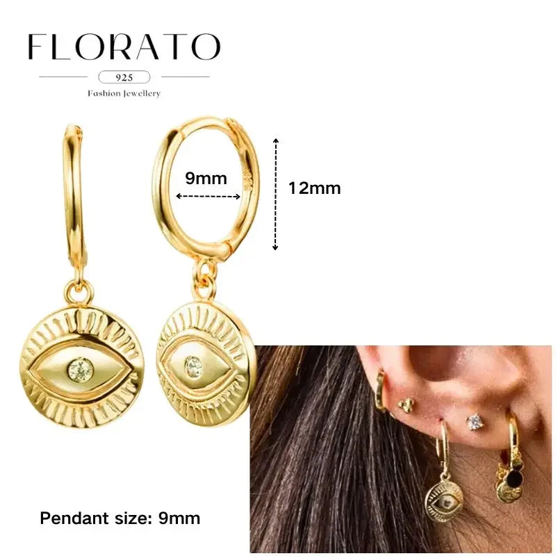 925 Sterling Silver Ear needle European And American Style Hoop Earrings Round square Pendientes Fashion For Women Birthday Gift