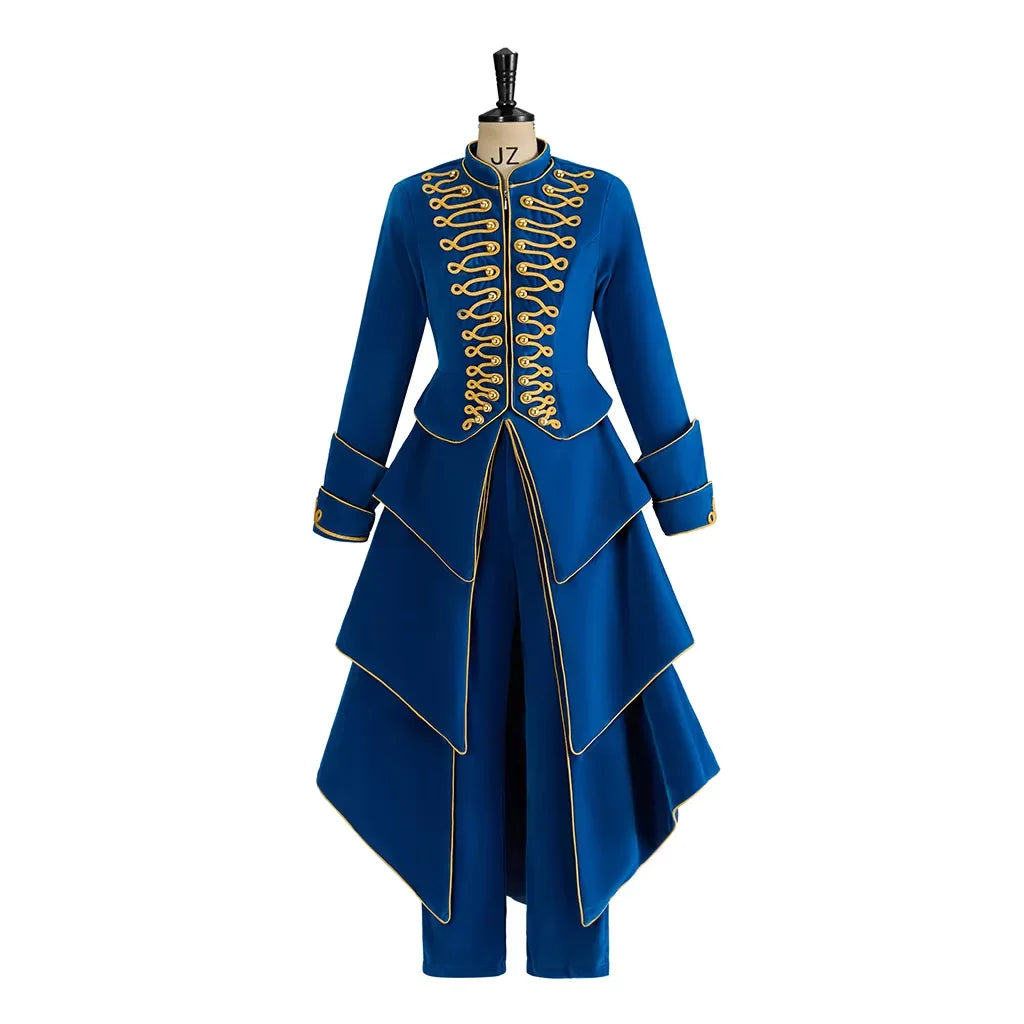 TV Doctor Devil Chord Cosplay Costume Dress Suit Chord Blue Gothic Outfits Coat Skirt Pants Set Women Steampunk Military Suit