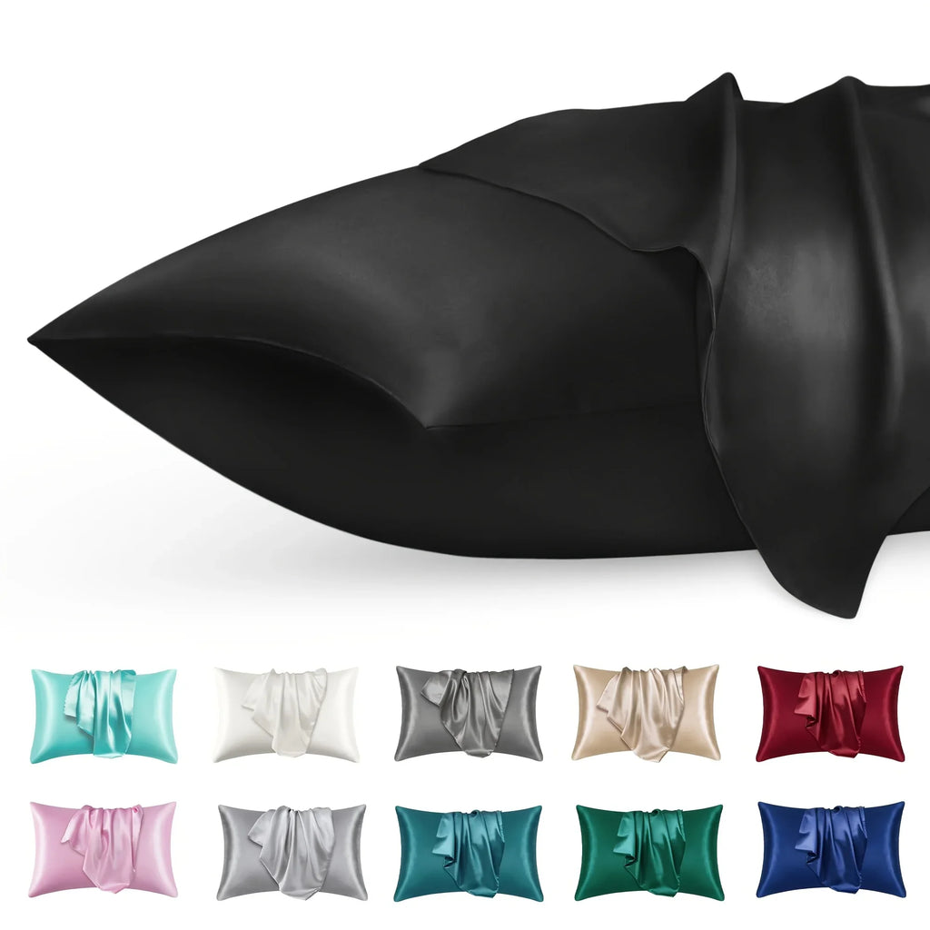 2pcs Luxury Satin Envelope Pillowcase  Solid Color, Silk Like High-End Nighttime Hair Protection, Woven Fabric, Active Printing