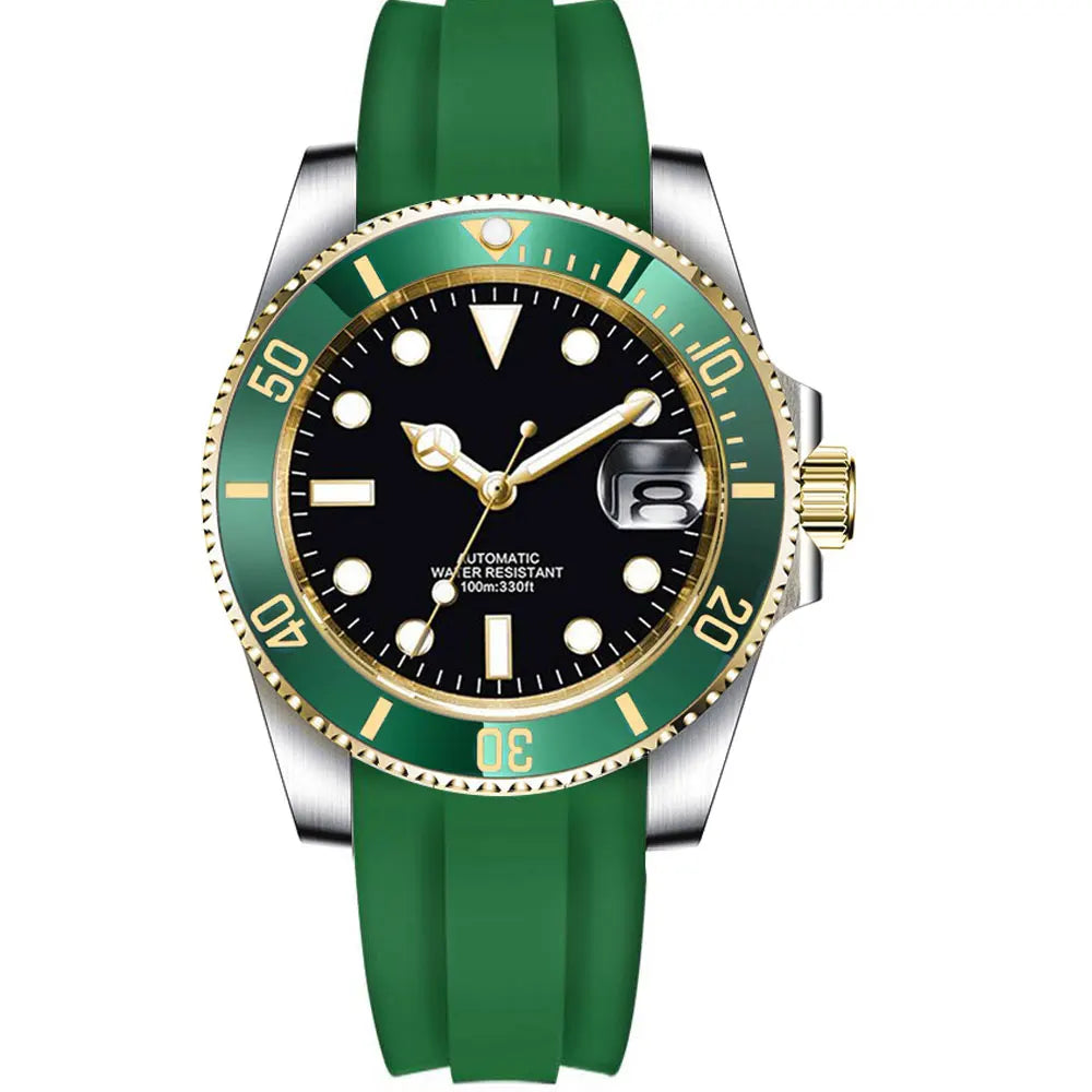 Corgeut Fashion Japan 24 Jewels NH35 40mm Yacht Watch Steel Automatic Men Watch Two Tone Gold Ceremic Bezel Rubber Band