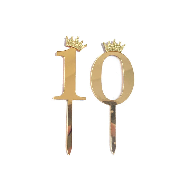 Happy Birthday Cake Topper Wedding Decorations Acrylic Cake Topper Gold Silver Numbers 10 16 18 20 30 Cake Decoration Tools