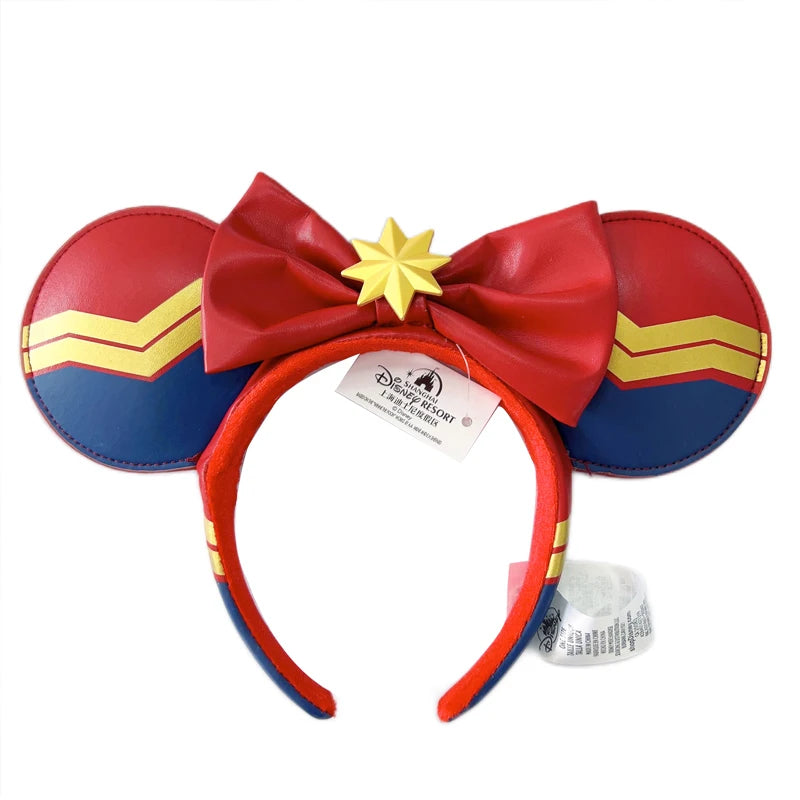 Disney Princess Mickey Mouse Headband Mickey Ear Rapunzel Snow White Sequin Bow Hair Hoop Gift Girl Accessories Christmas Gift