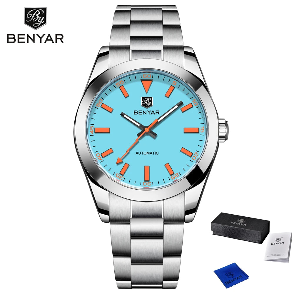 2025 New BENYAR Men's Watches Luxury Mechanical Wristwatches Automatic Watch For Man Luminous Waterproof Clock Men Gift With Box