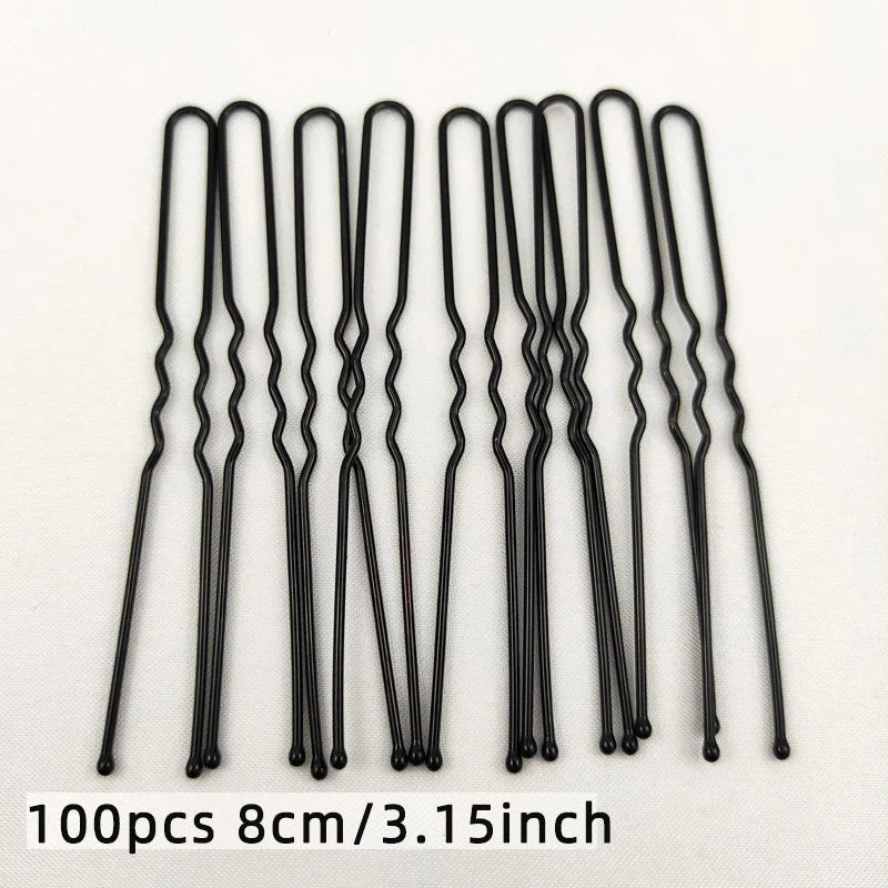 50/100 PCS Women 5/6/7/8 cm Hair Waved U-Shaped Bobby Pin Barrette Grip Clip Bridal Hairpins Black Metal Hair Accessories