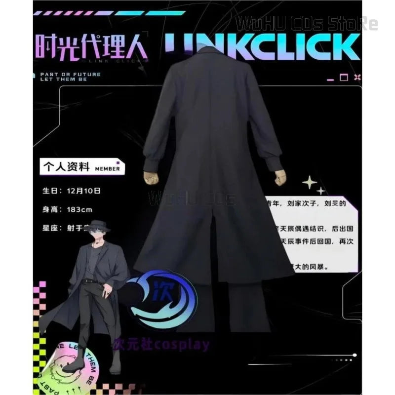 asdh8@S2 Liu Xiao Xavier Cosplay Costume Wig Black Coat Trench Decors Anime Link Click Halloween Expo Con Cosplay Outfit Bridon