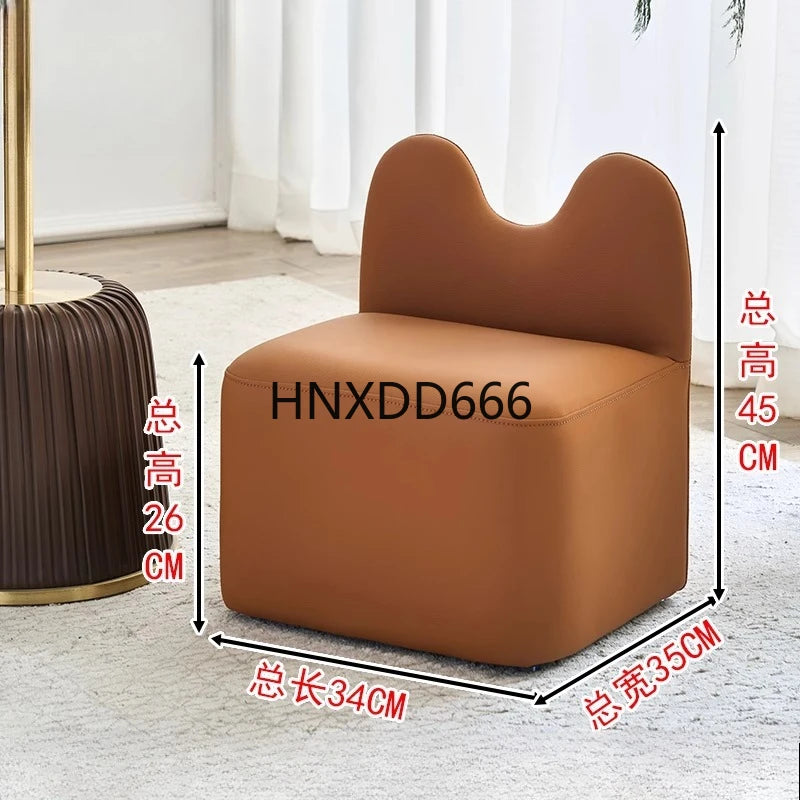 household high-end living room luxury shoe change stool with backrest footstool sofa hair stool