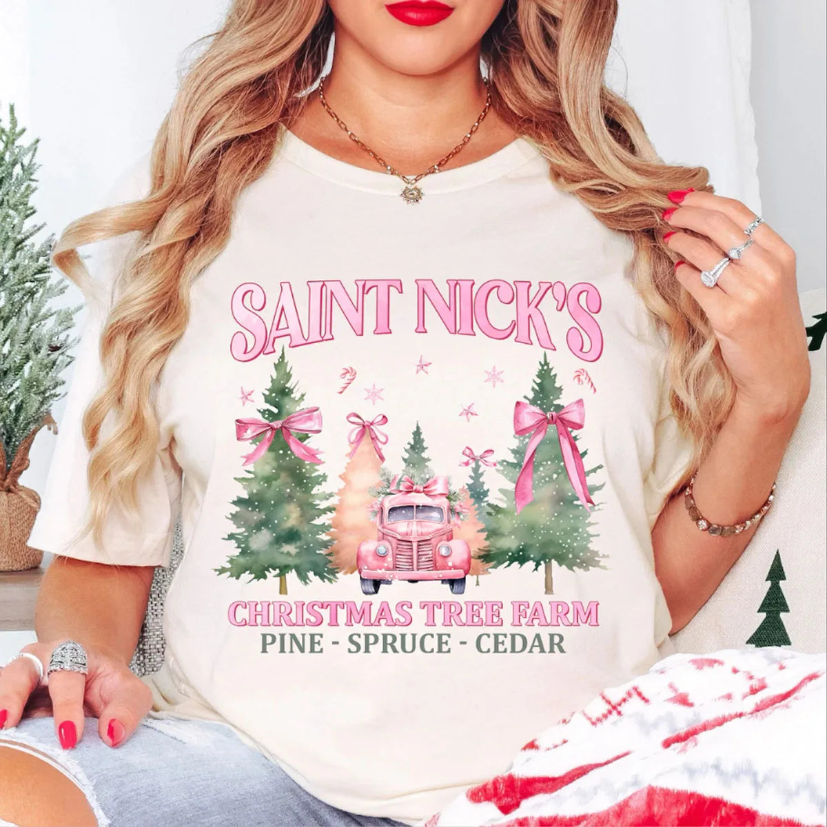 Pink Merry Christmas Bow Santa Claus Heat Transfer Patch Sticke Iron-On Decals T-shirts Sweatshirts Clothing Fabric Winter Decor