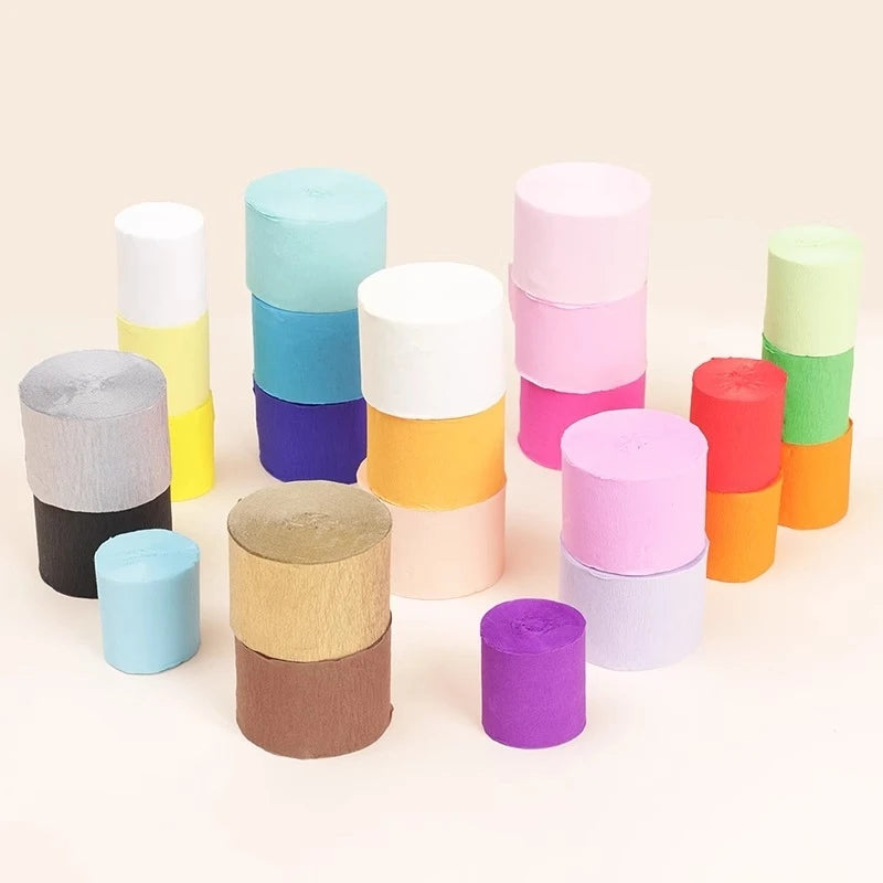 25m/Roll 4.5cm Crepe Paper Streamers Tissue Paper Roll For Flower Crafts Making Birthday Wedding Party Backdrop DIY Decoration