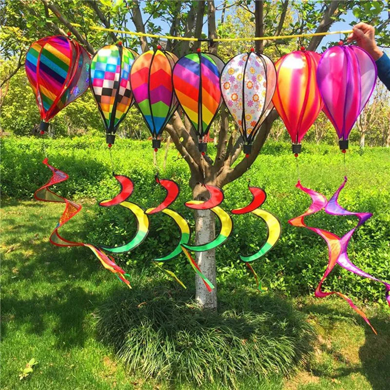 T02C!-Garden Spring Hot Air Balloon Pendant Rotating Windmill Hanging Decoration