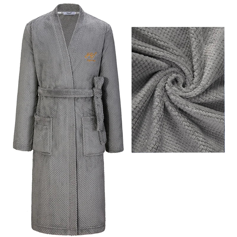 Winter New Couple Sleepwear Bathrobe Male Coral Fleece Yukata Nightwear Sexy Women's Home Clothes Flannel Absorbent Lingerie 3XL